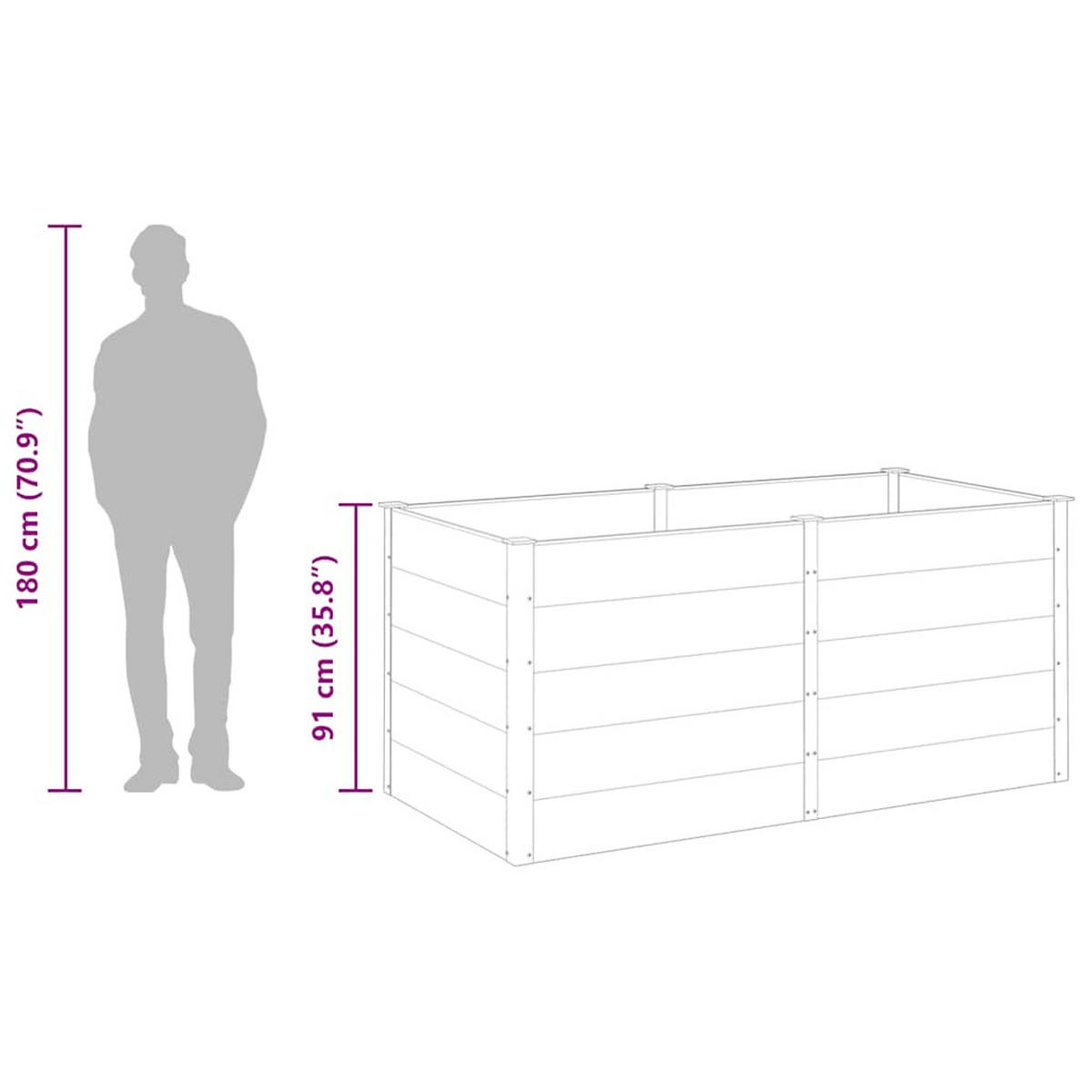 HOCHBEET 200/100/91 cm, aus WPC und Stahl, Grau - Grau, Holz (100/91/200cm) - vidaXL
