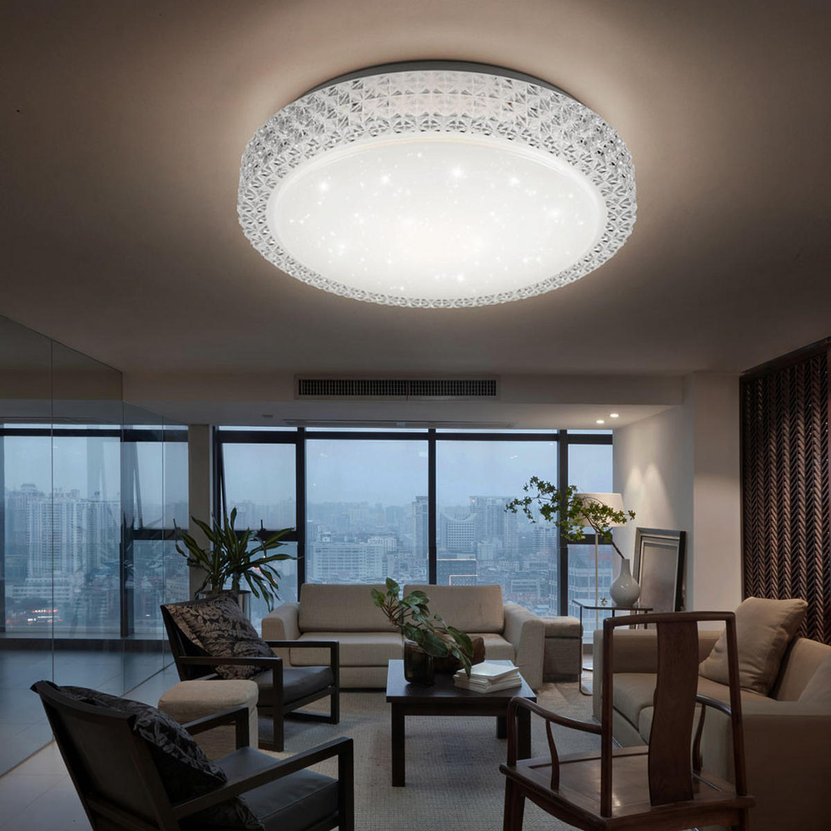 LED DECKENLEUCHTE Weiß Sternenhimmel Effekt - Weiß, Metall (40/40/11cm)