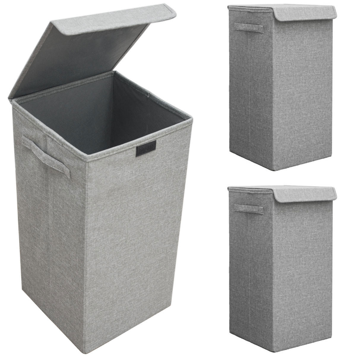 WÄSCHEKORB 2er Set 30/30/60 cm Hellgrau - Grau, Kunststoff (30/60/30cm) - Dunedesign