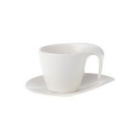 FRÜHSTÜCKSTASSE MIT UNTERTASSE Flow weiß 250 ml - Weiß, Keramik (18.5/12.4/21.5cm) - Villeroy & Boch