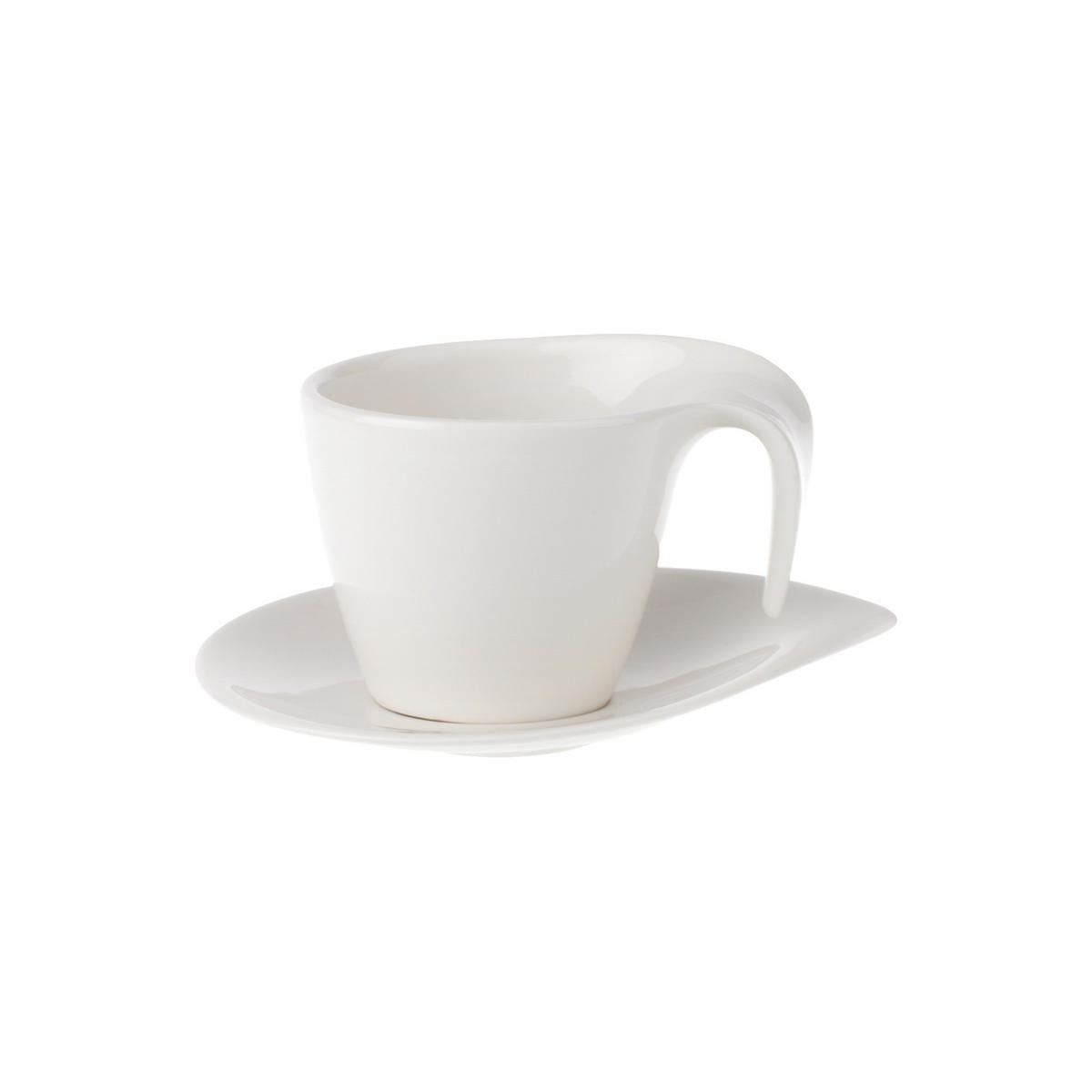 FRÜHSTÜCKSTASSE MIT UNTERTASSE Flow weiß 250 ml - Weiß, Keramik (18.5/12.4/21.5cm) - Villeroy & Boch