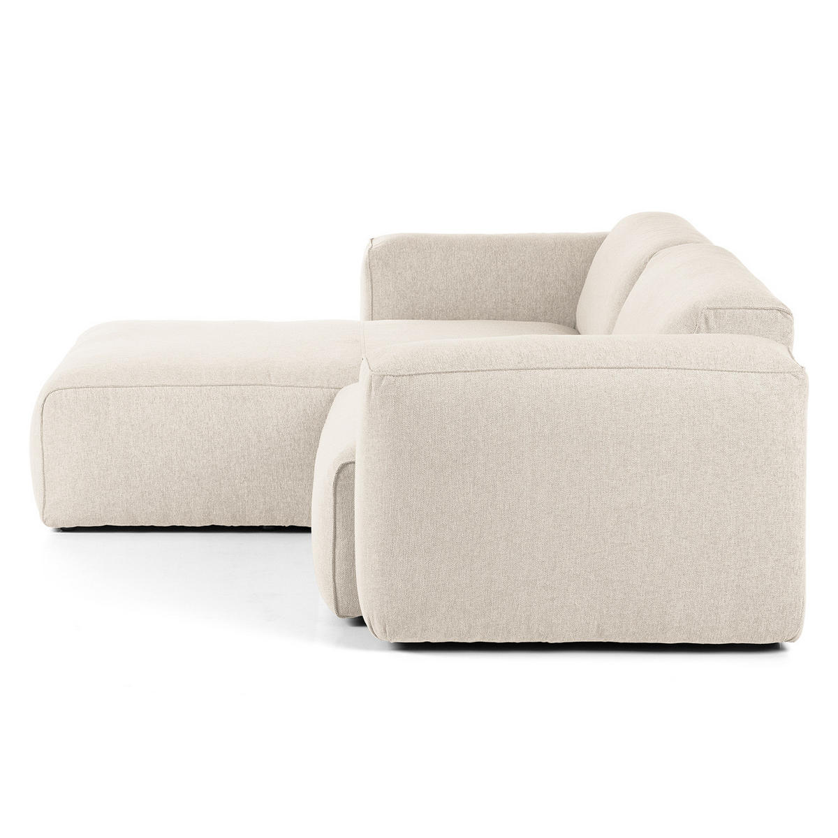 1,5-SITZER ECKSOFA mit Longchair - Beige/Schwarz, Kunststoff/Textil (260/173cm) - home24