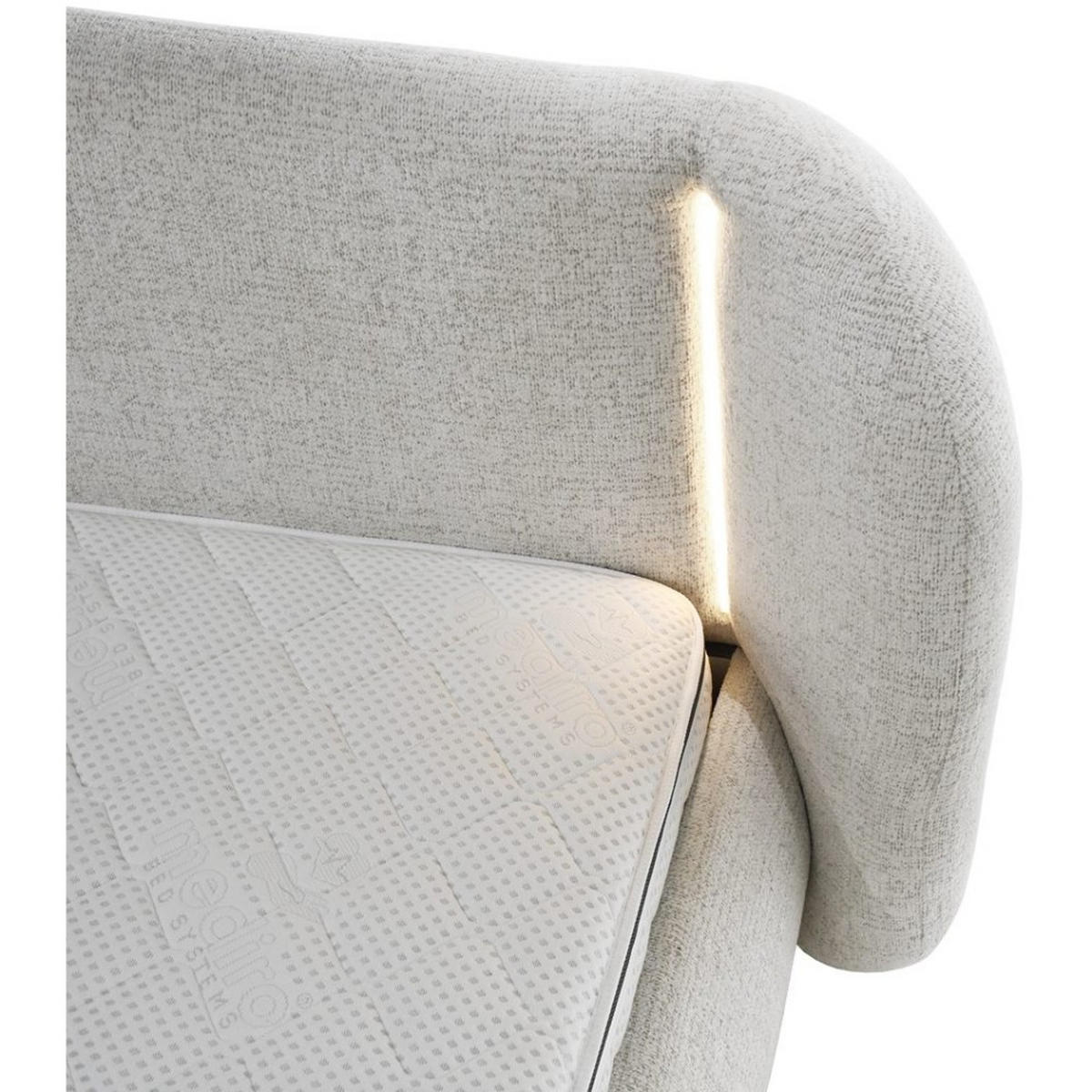 POLSTERBETT Corfu mit LED-Beleuchtung, mit Bettkasten, rundliche Formen, 140x200, Beige - Beige, Textil/Metall (140/200cm) - Beautysofa