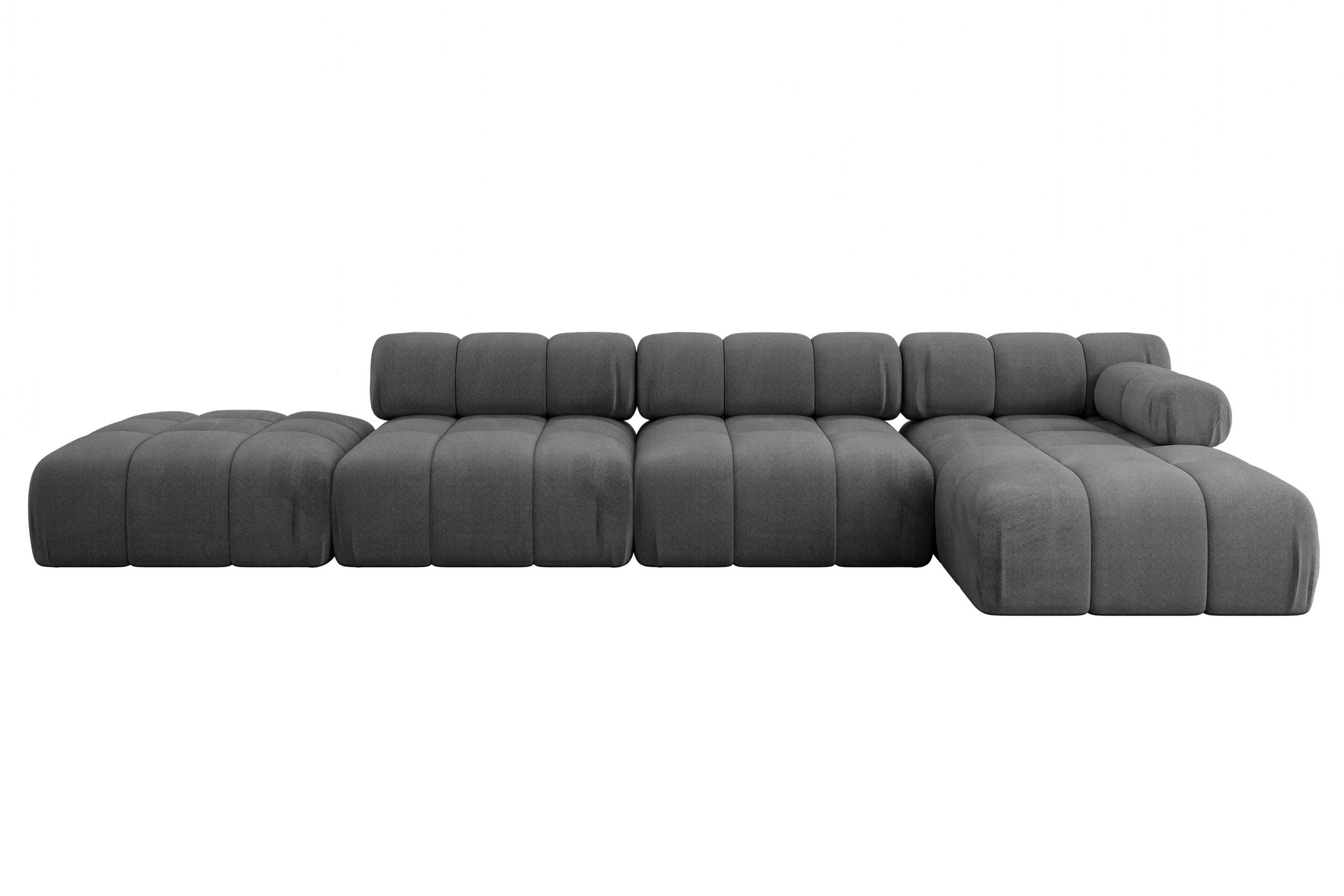 ECKSOFA modulares Sofa Lizur-L2 - 380x160x70 cm Dunkelgrau Velours - Dunkelgrau, Holzwerkstoff/Textil (380/160cm) - ALTDECOR