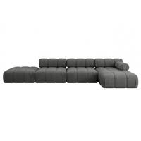 ECKSOFA modulares Sofa Lizur-L2 - 380x160x70 cm Dunkelgrau Velours - Dunkelgrau, Holzwerkstoff/Textil (380/160cm) - ALTDECOR