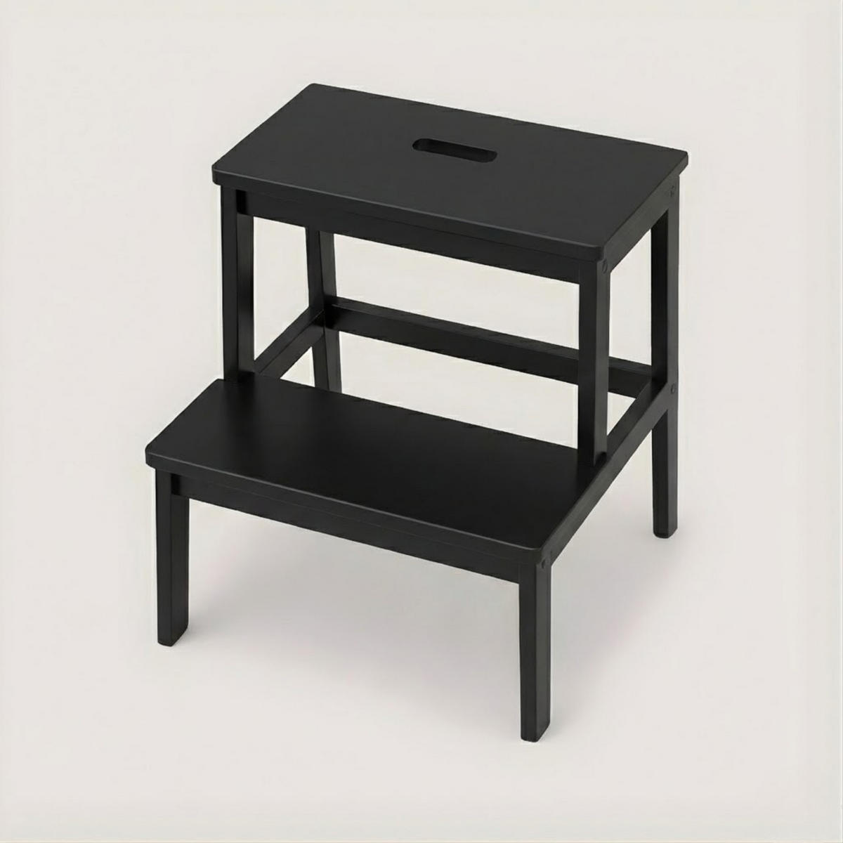 HOCKER Krok Bambus H. 46 cm - Schwarz, Naturmaterialien (44/46/44cm)