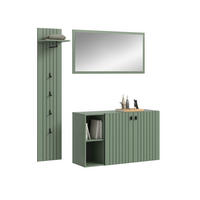 GARDEROBEN-SET STATION 3-tlg. (B/H/T: ca. 152/192/37 cm) in Smoke Green/Smoke Green - Grün, Holzwerkstoff (152/192/37cm)
