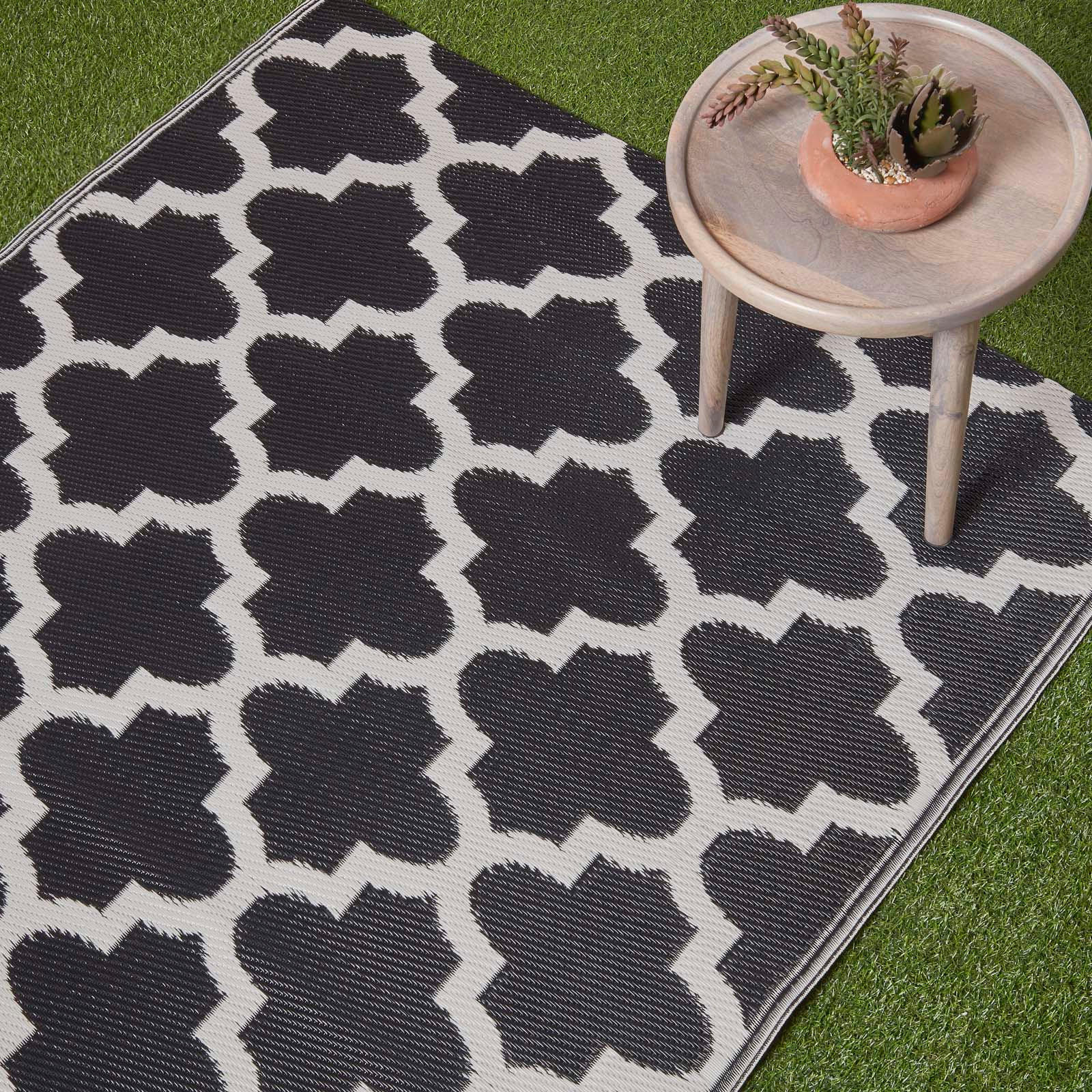 OUTDOORTEPPICH Nola geometrisch gemustert 120/180 cm - Schwarz, Kunststoff (120/180cm) - Homescapes
