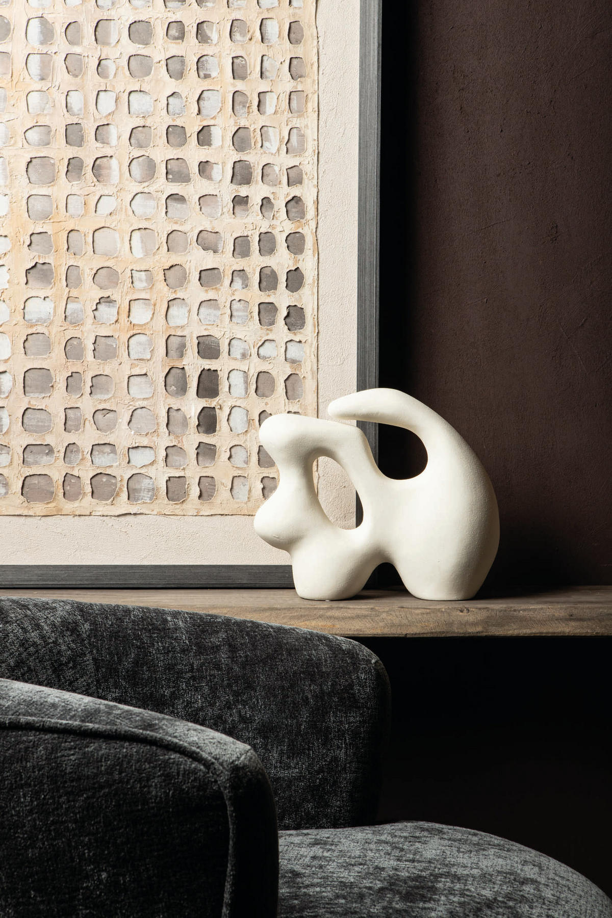 SKULPTUR Eddison Beige 33.5/15.5/30cm - Beige, Keramik (15.5/30/33.5cm) - PTMD Collection