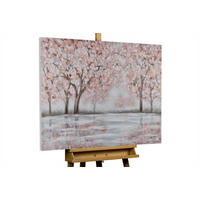 ACRYLBILD HANDGEMALT 100/75 cm - Pink/Grau, Holz/Textil (100/75cm) - KUNSTLOFT