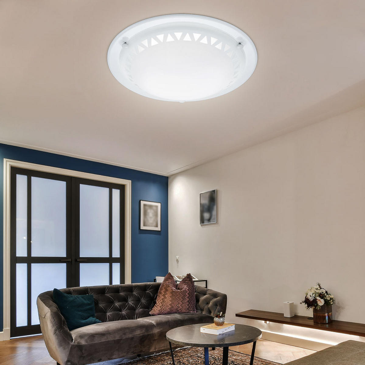 LED DECKENLEUCHTE Pacco Weiß satiniert - Weiß, Glas (30/8/30cm)