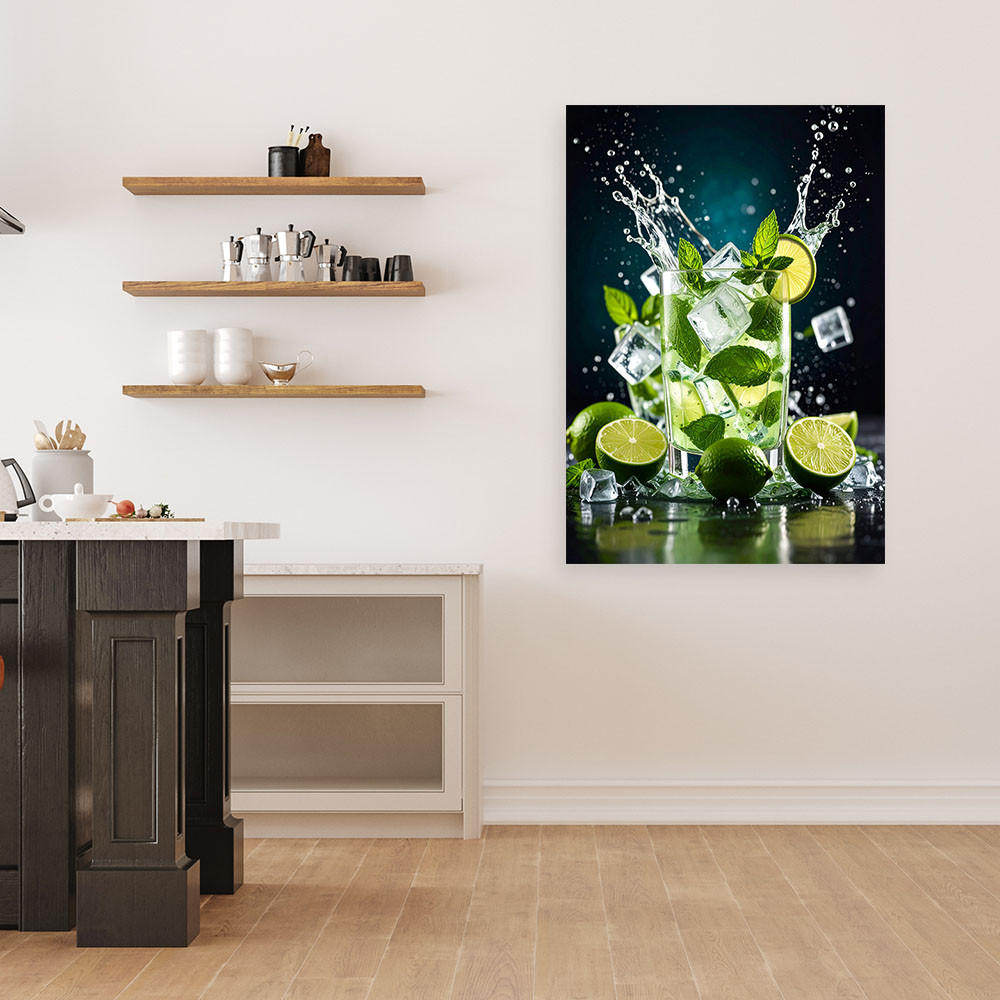 LEINWANDBILD Limetten-Mojito-Cocktail mit Früchten 40x60cm - Grün, Textil (40/60cm) - Feeby