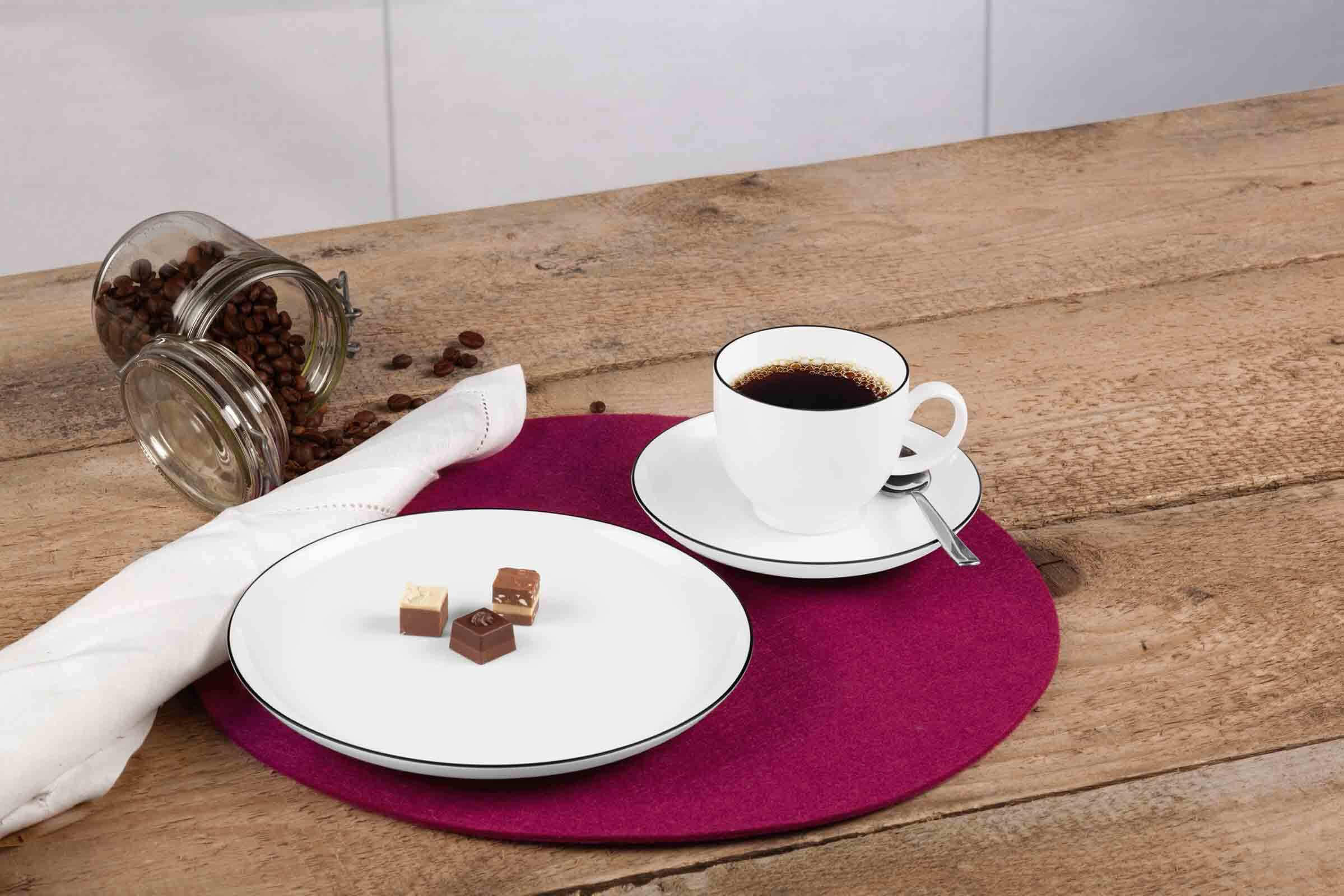 KAFFEETASSEN Lido Black Line weiß 220 ml 6er Set - Weiß, Keramik (0.22L) - Seltmann Weiden