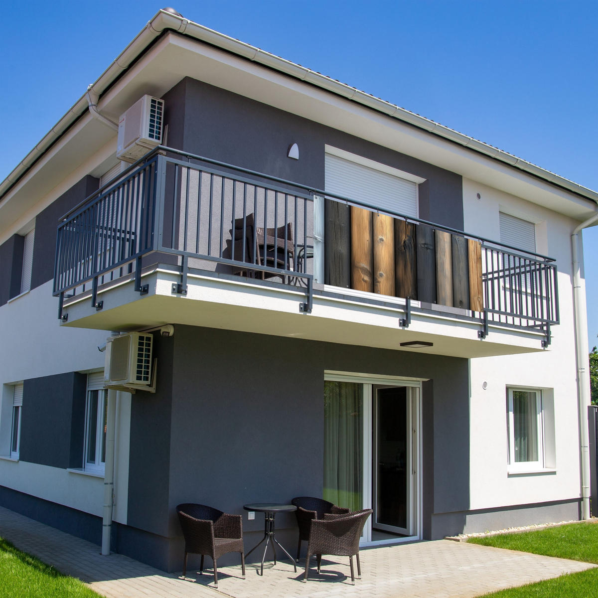 BALKON-SICHTSCHUTZ Holz - Dielen - Gemischt - Teakfarben, Kunststoff (200/90cm) - MuchoWow