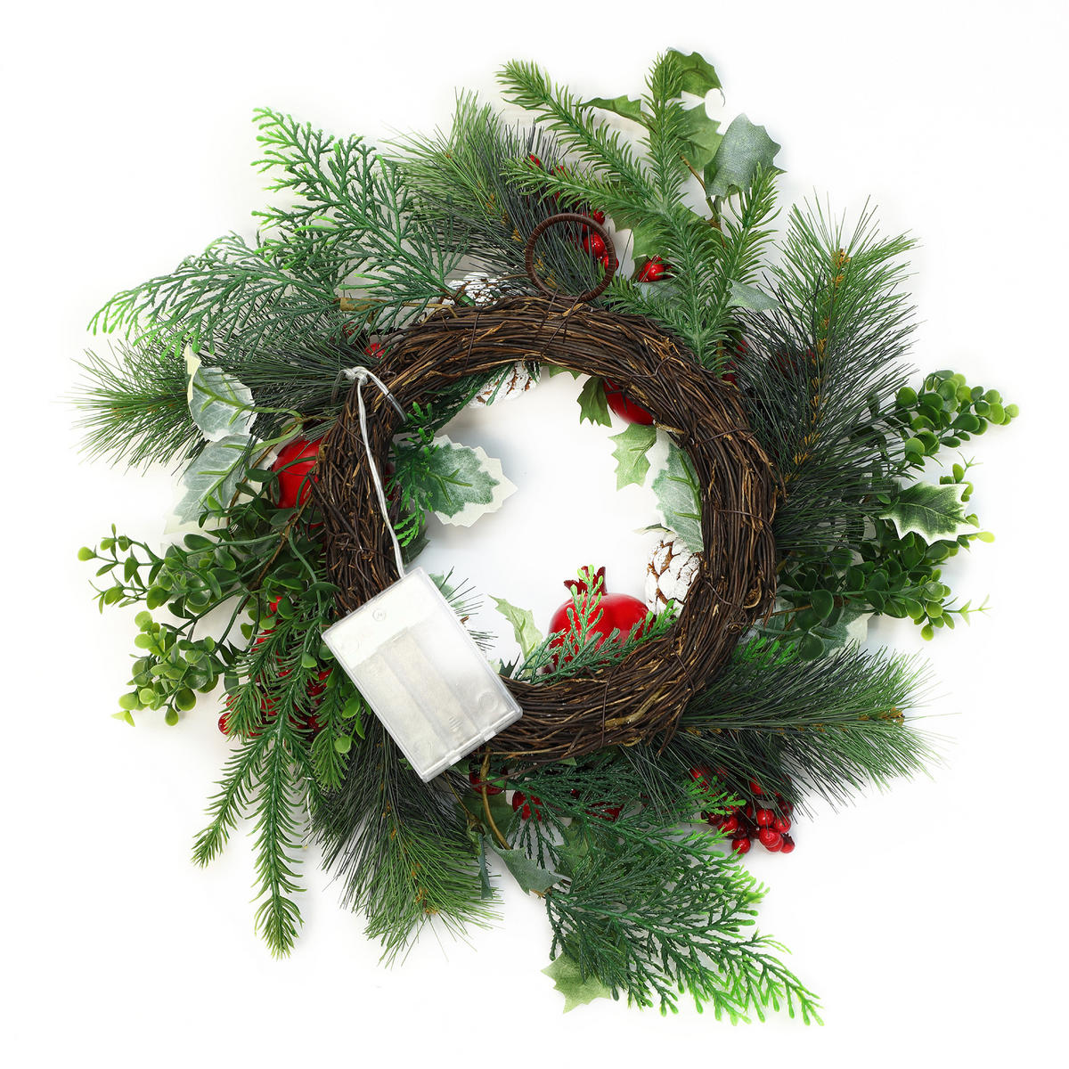 40CM Künstlicher Weihnachtskranz mit LED Beleuchtung & Timer - Grün, Kunststoff (44cm) - Hometopia