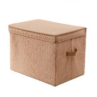 AUFBEWAHRUNGSBOX mit deckel aus bouclé-stoff in beige - 40/28/30 cm - Beige, Textil (30/28/30cm) - Calicosy