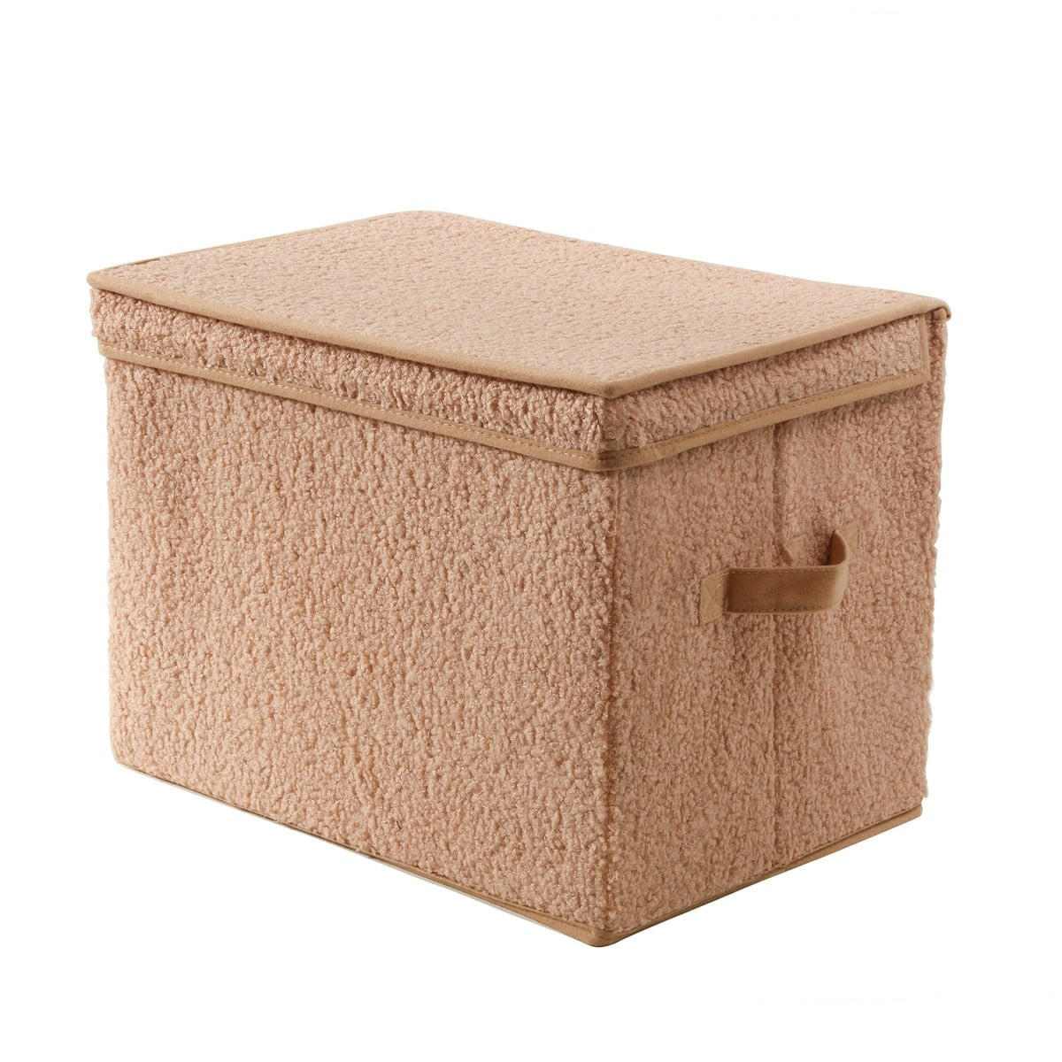AUFBEWAHRUNGSBOX mit deckel aus bouclé-stoff in beige - 40/28/30 cm - Beige, Textil (30/28/30cm) - Calicosy