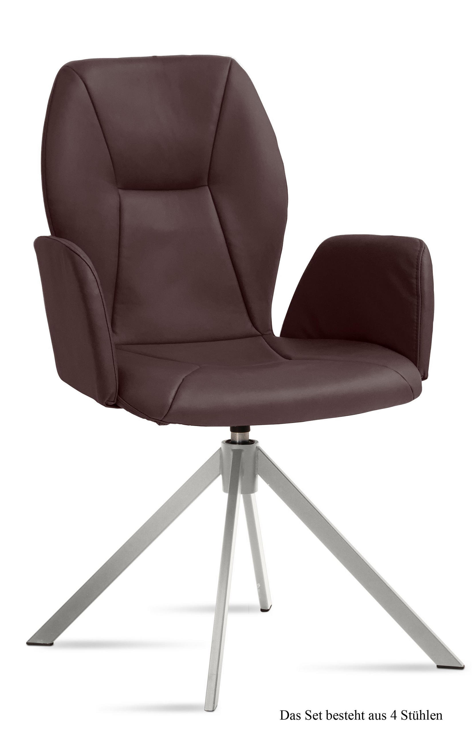 ARMLEHNSTUHL drehbar (4er-Set) Dedenia 58x92x60 Edelstahl/Braun - Edelstahlfarben/Braun, Kunststoff (60/92/58cm) - 58aufmkessel