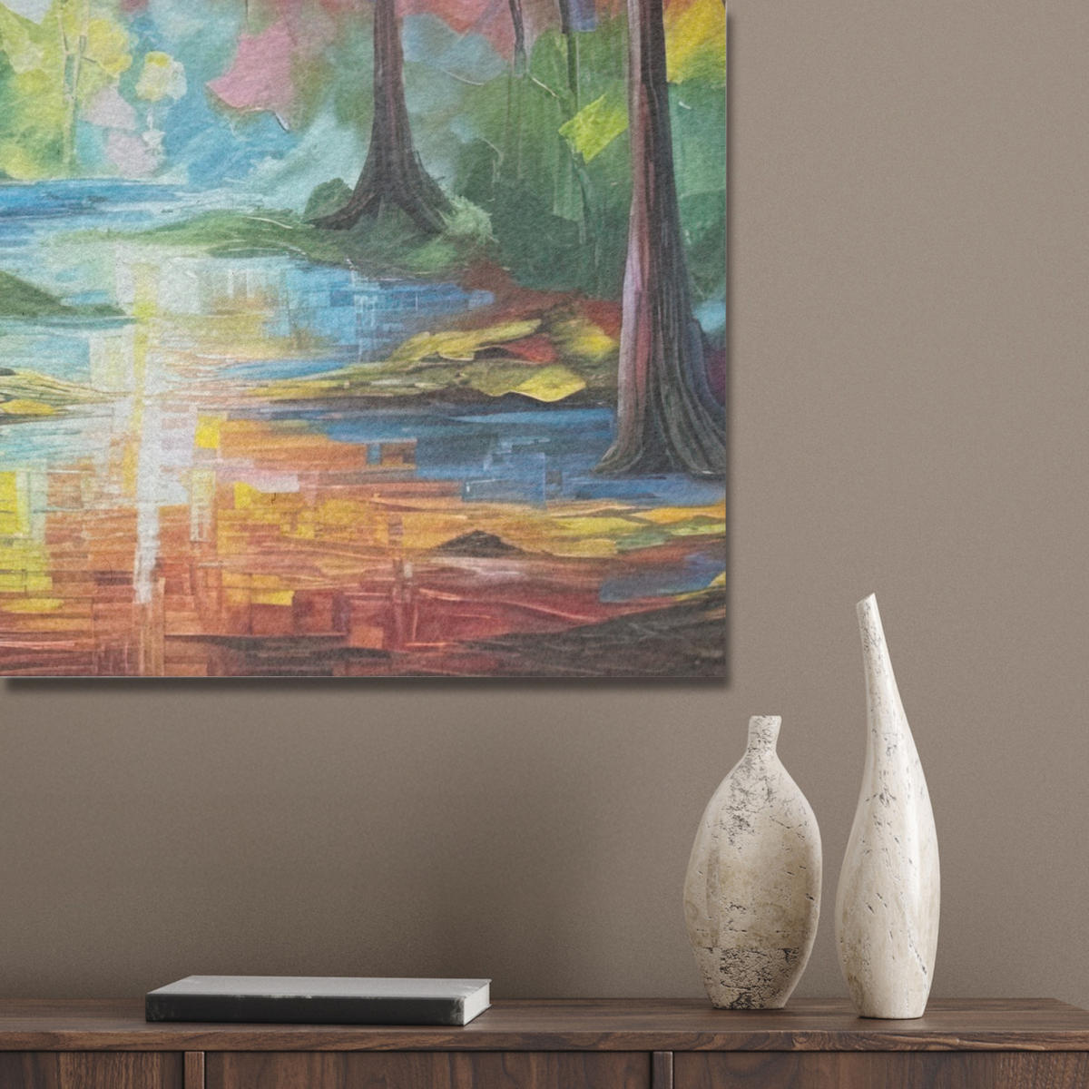 AKUSTIKBILD Landschaft - Wald - Farben - Natur Wandbilder 60x80 cm - Multicolor, Textil (60/80/0.9cm) - MuchoWow