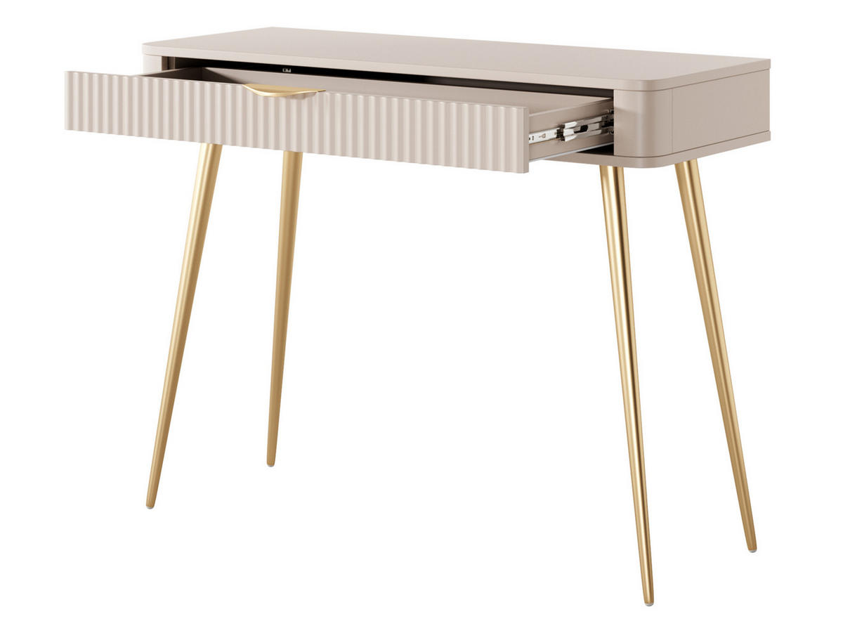 SCHMINKTISCH Lante - Beige/Goldfarben, Holzwerkstoff/Metall (38/101/78cm) - MIRJAN24