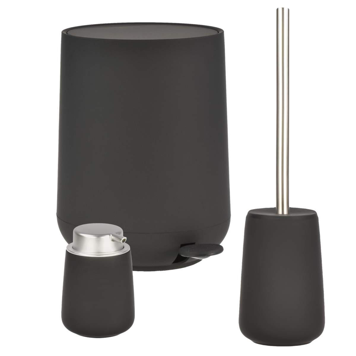 BAD ACCESSOIRES SET Nova 3tlg. black (schwarz) - Schwarz, Kunststoff (23/29/23cm) - Zone Denmark