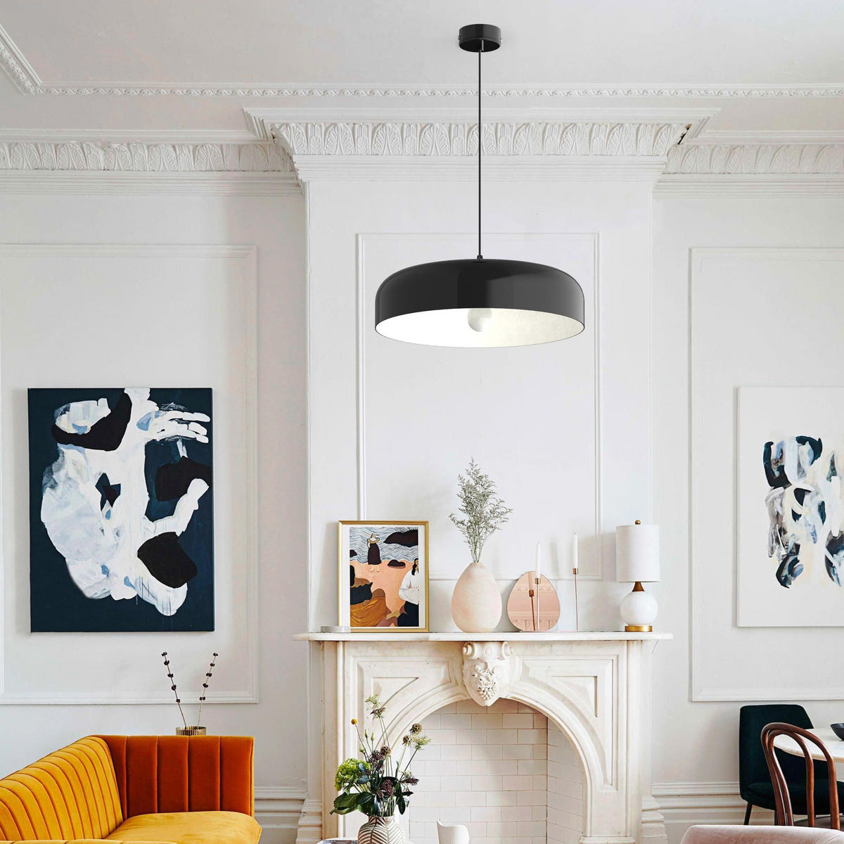 HÄNGELEUCHTE - Schwarz, Metall (40/40/10cm) - Lumicom