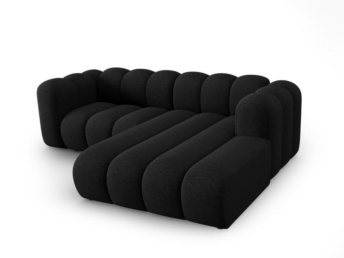 ECKSOFA modular rechts Lupine aus Chenille-Stoff schwarz 3 Sitzplätze - Schwarz, Textil (177/230cm) - Micadoni