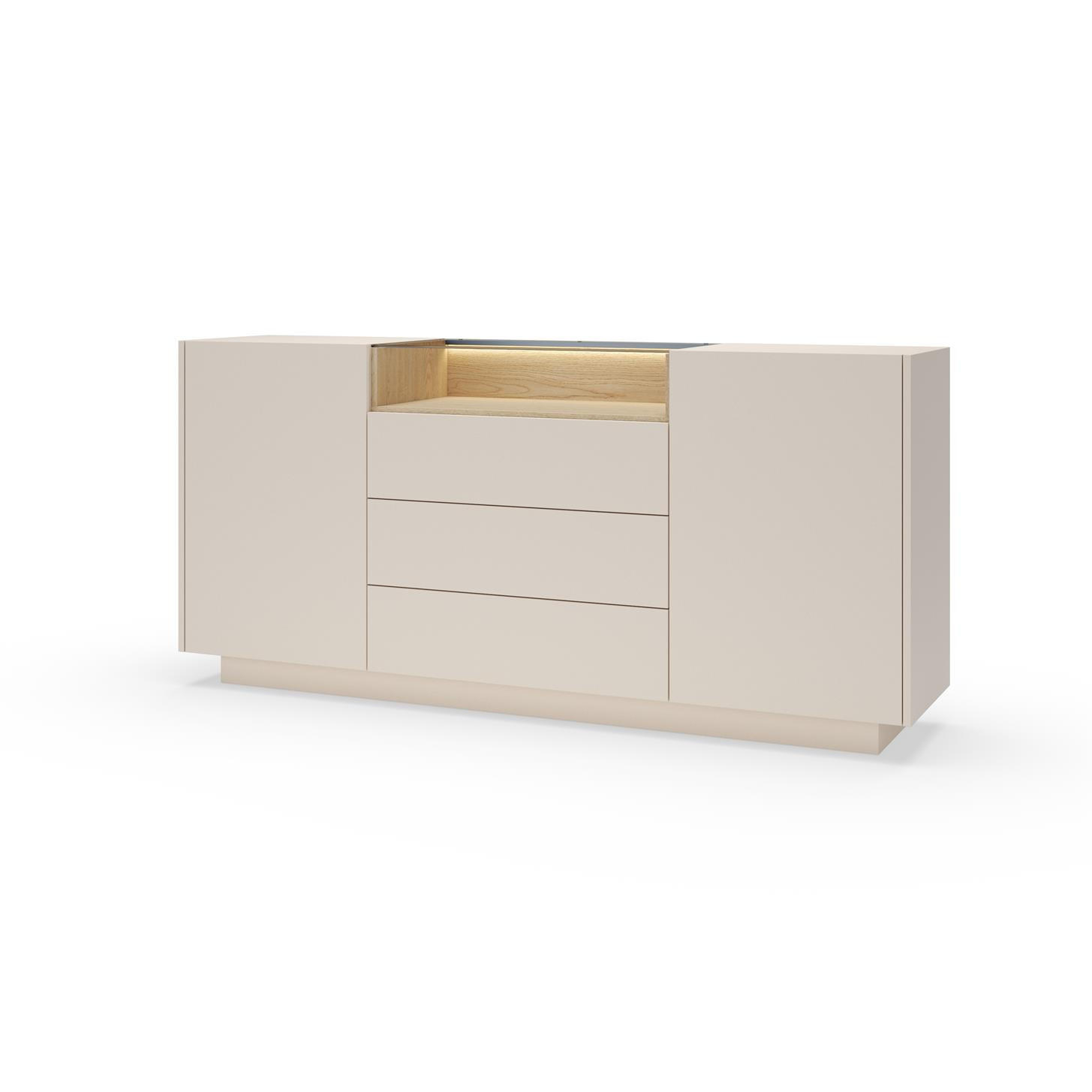 KOMMODE Kiro Beige, mit Schubladen und LED - Beige, Holzwerkstoff (176/83/40cm) - Bettso
