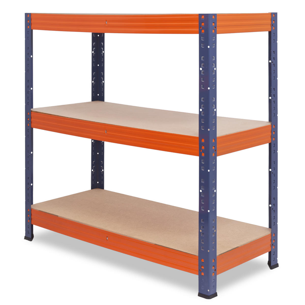 SCHWERLASTREGAL PRO 100x70x40 cm in blau-orange mit 3 Böden und 200 kg Traglast pro Boden - Multicolor, Metall (70/100/40cm) - shelfplaza
