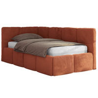 JUGENDBETT ARVO 90/200 - Orange Plüsch - Foam-Matratze - Links Seite - Orange, Textil (90/200cm) - MKS