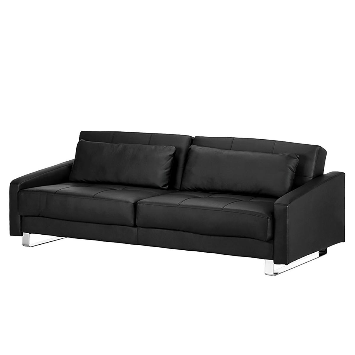 SCHLAFSOFA - Kunstleder Schwarz - Schwarz, Kunststoff (216/76/99cm) - home24