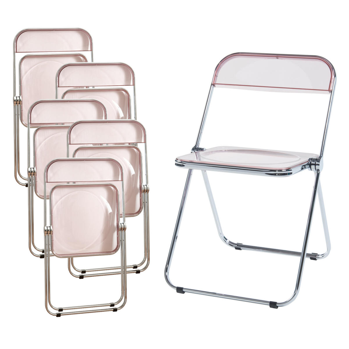 KLAPPSTUHL-SET Pornainen 6 TLG. - Pink, Kunststoff/Metall (46/74/47cm) - [en.casa]