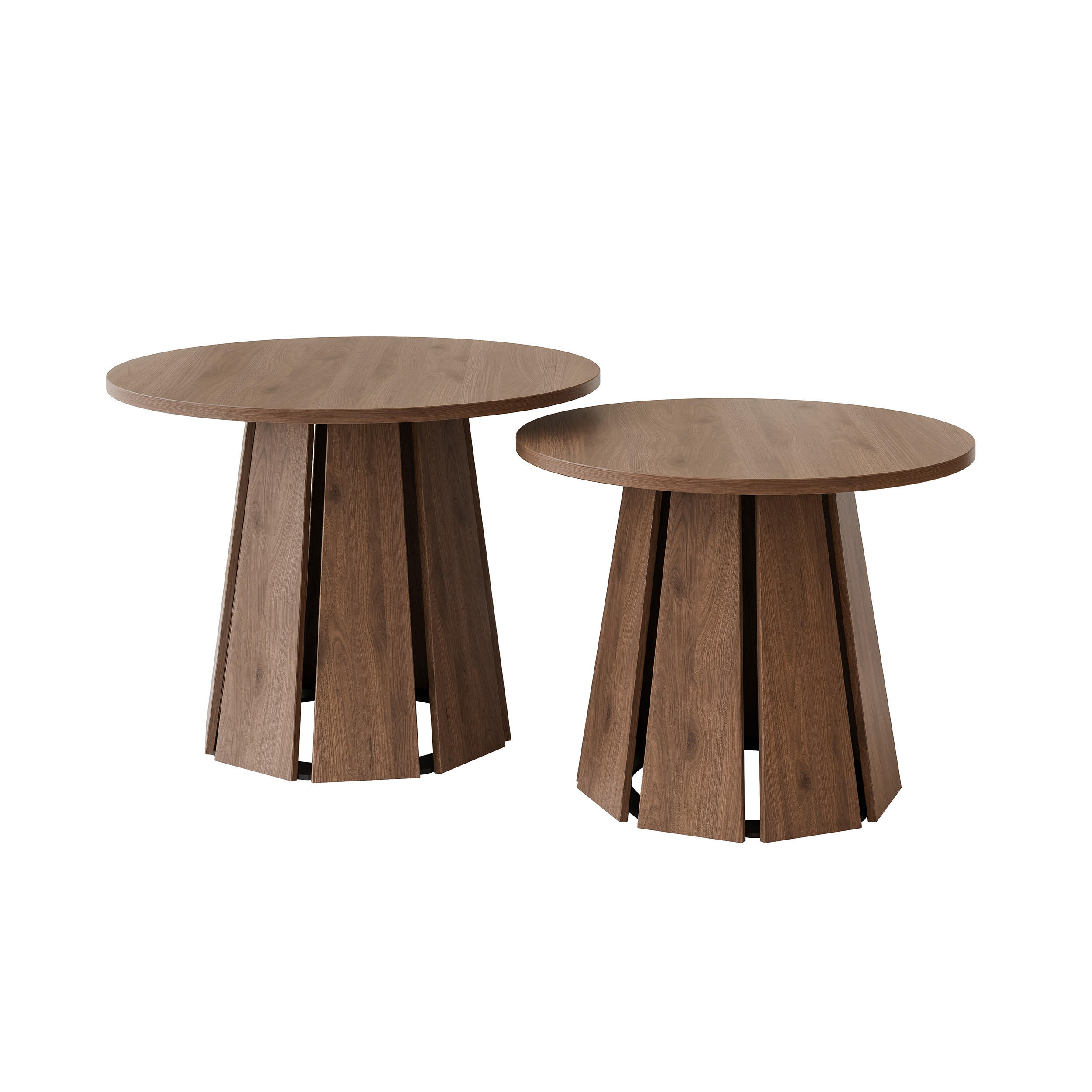 COUCHTISCH-SET VERDA, 2-teilig, Farbe Okapi Nuss, Ø 57/67 cm - Nussbaumfarben, Holz (67/67/57cm) - Idohome