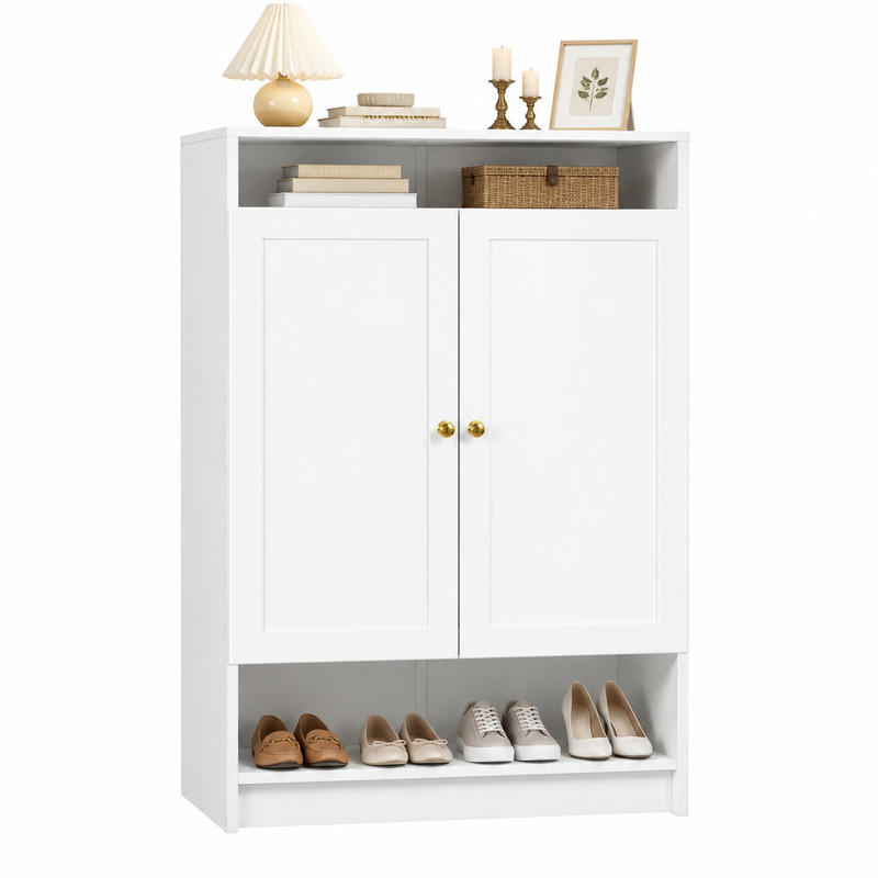SCHUHSCHRANK mit verstellbaren Einlegeböden 73x34x109 cm Weiß - Weiß, Holz (34/109/73cm) - Beauniv