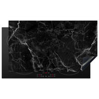 HERDABDECKPLATTE Marmor - Schwarz - Weiß - Textur - Marmoroptik 90x52 cm - Silberfarben, Kunststoff (90/0.2/52cm) - MuchoWow