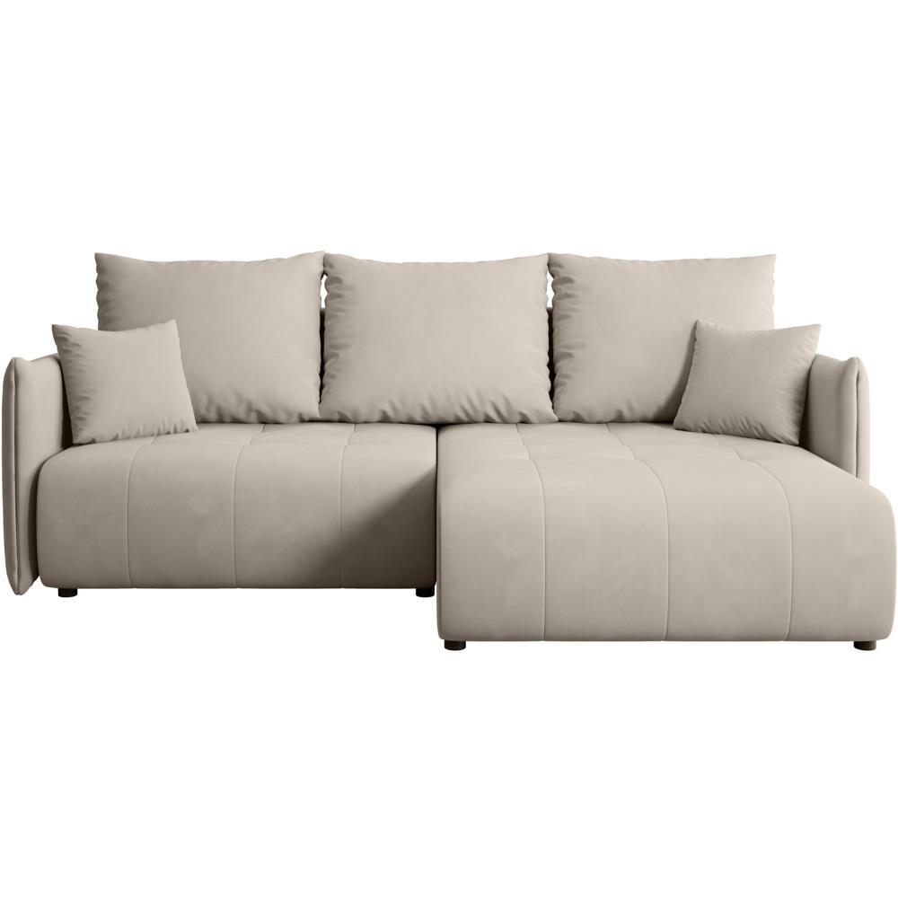 ECKSCHLAFSOFA Henry Mini beige rechts - Beige/Schwarz, Kunststoff/Textil (221/153cm) - Beautysofa