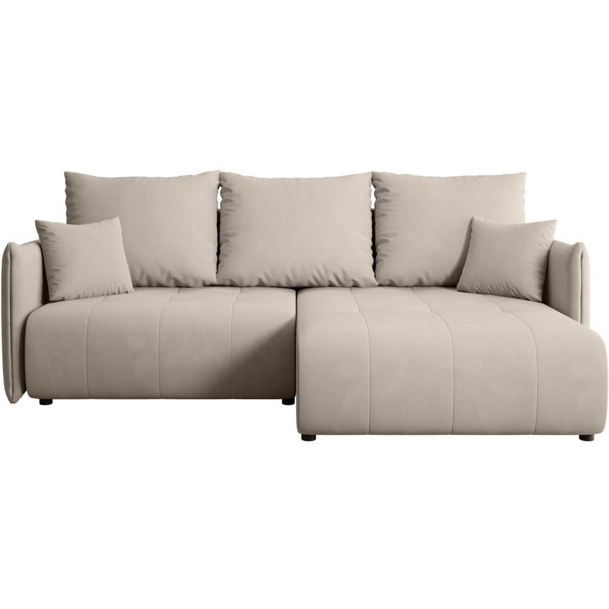 ECKSCHLAFSOFA Henry Mini beige rechts - Beige/Schwarz, Kunststoff/Textil (221/153cm) - Beautysofa
