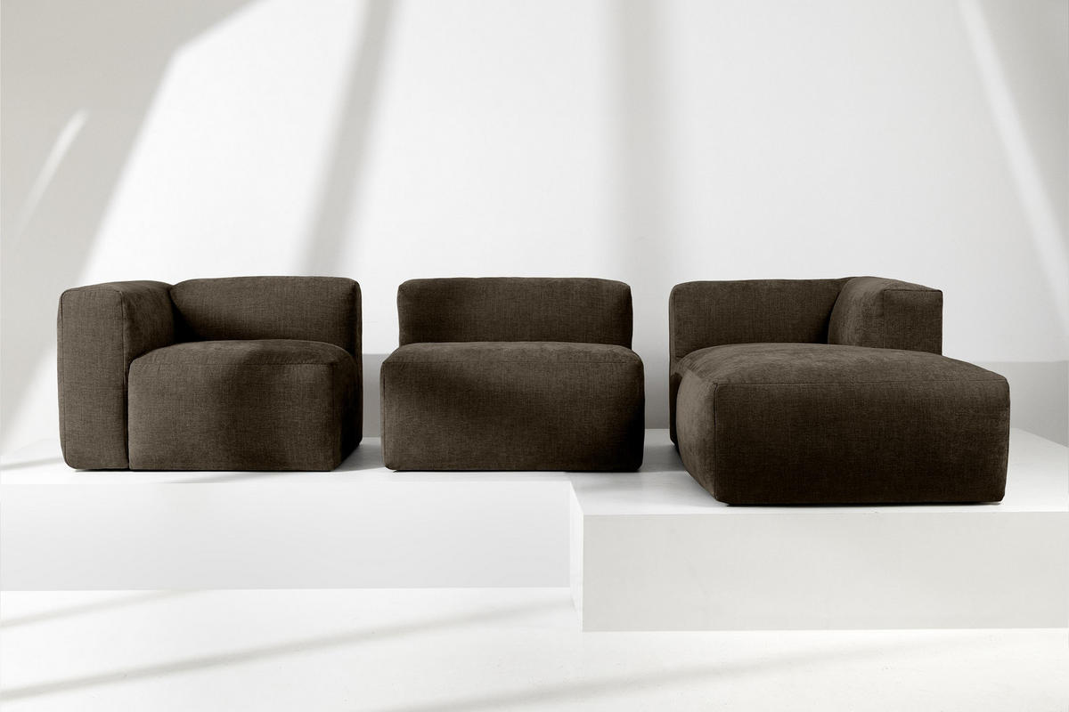 ECKMODULSOFA-RECHTS BUFFO mit extrem weicher und bequemer Sitzfläche, Gewebestoff, braun - Braun, Textil (297/180cm) - KONSIMO®