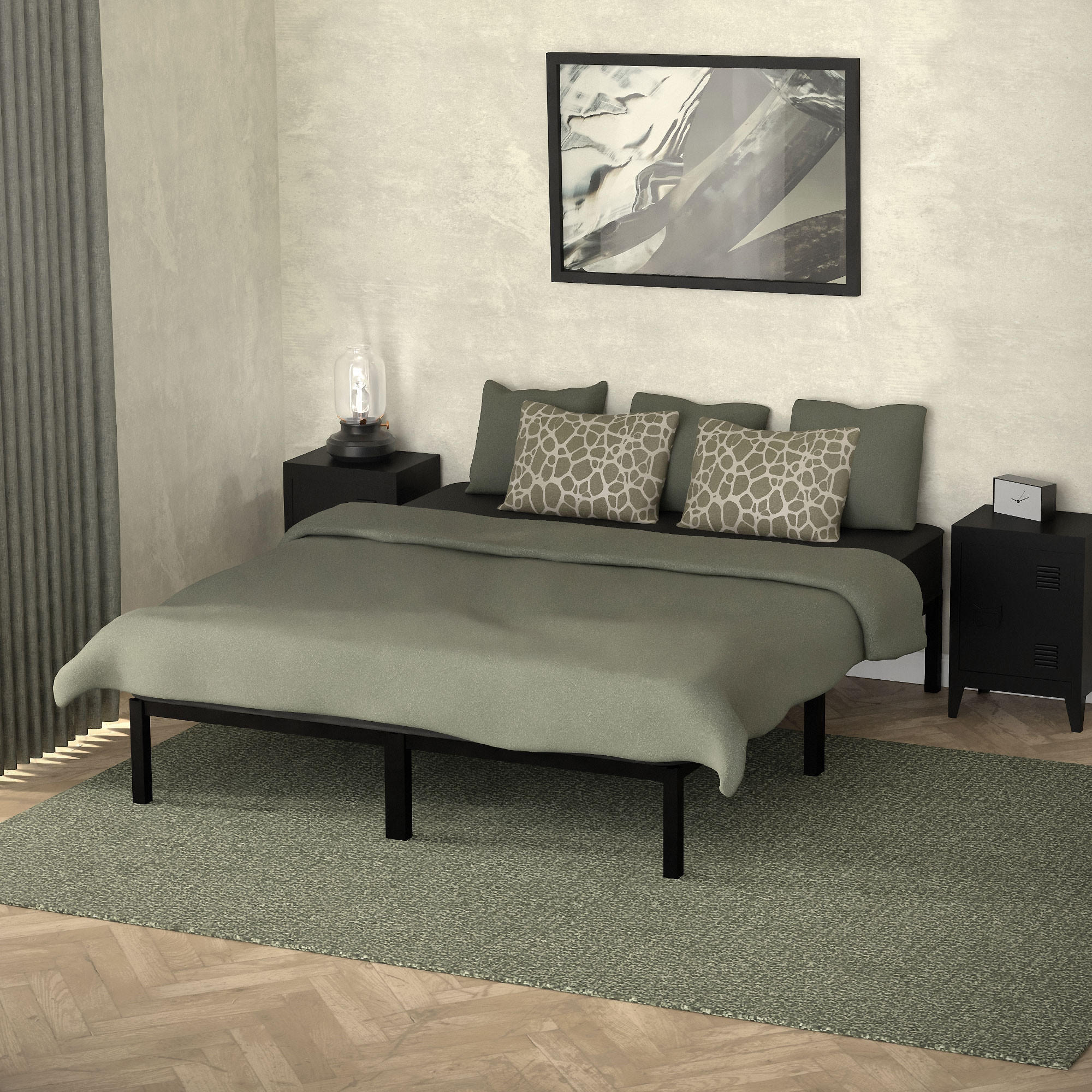 METALLBETT 200/160 cm - Schwarz, Metall (160/200cm) - ML-DESIGN