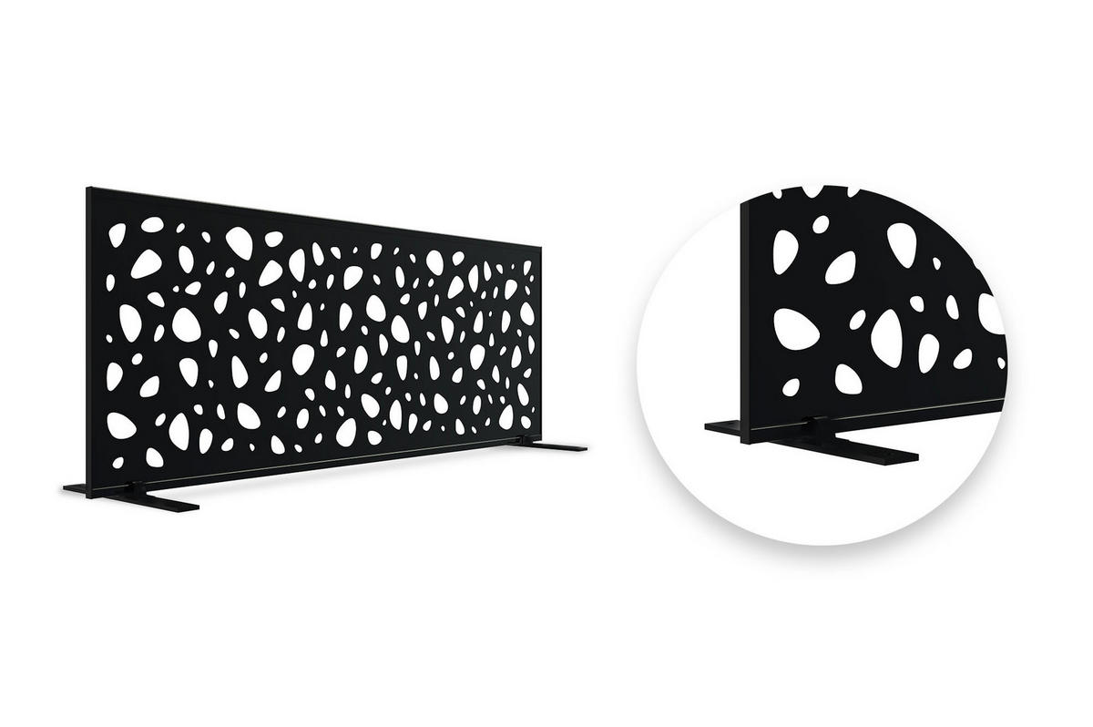 SICHTSCHUTZPANEELE dekorativ 2er-Set Sunny schwarz H.160cm Vollmuster - Schwarz, Metall (60/160cm) - Casanoov