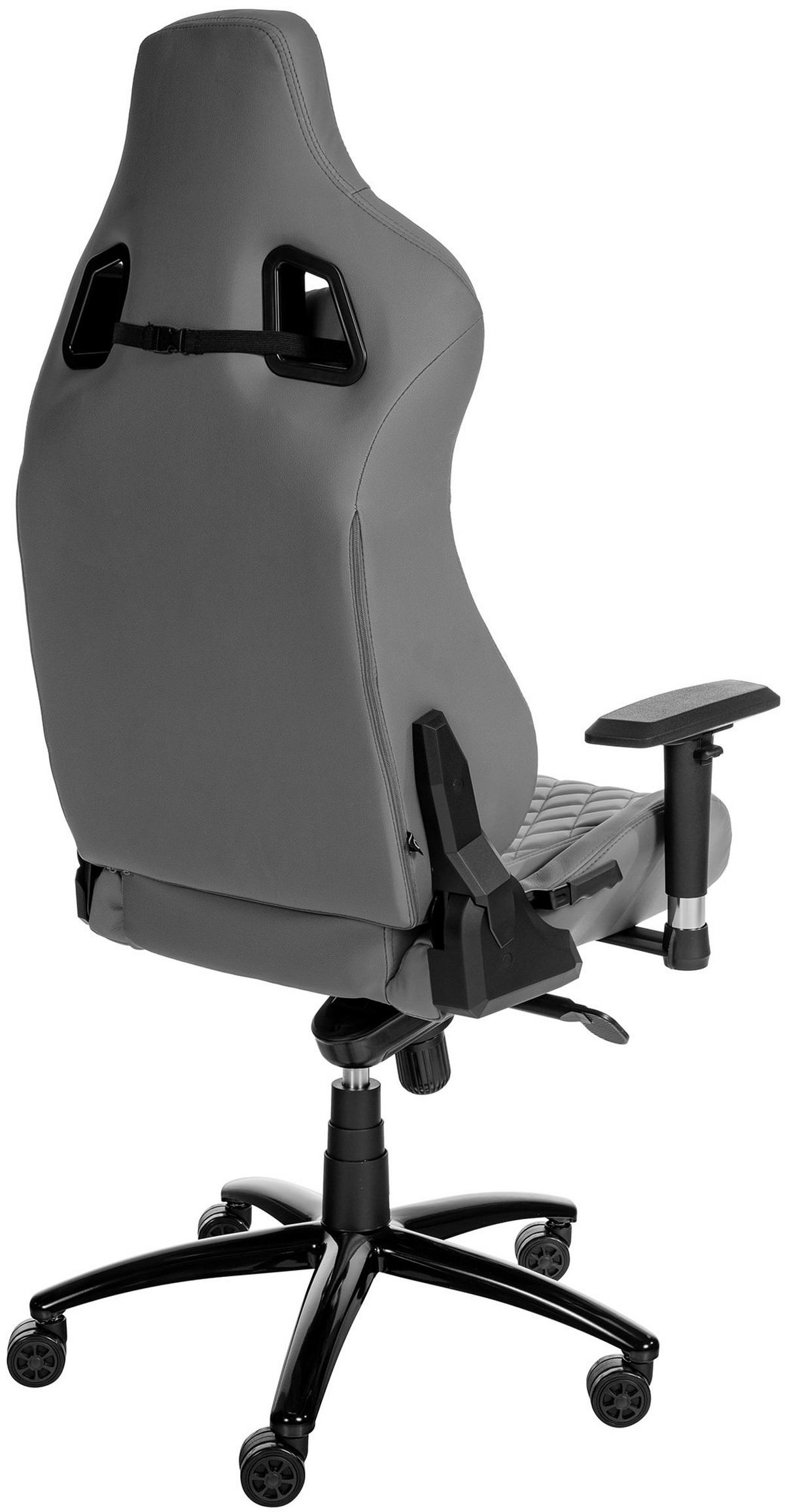CHEFSESSEL Echtleder grau - Schwarz/Grau, Leder/Metall (70/129/64cm) - CLP