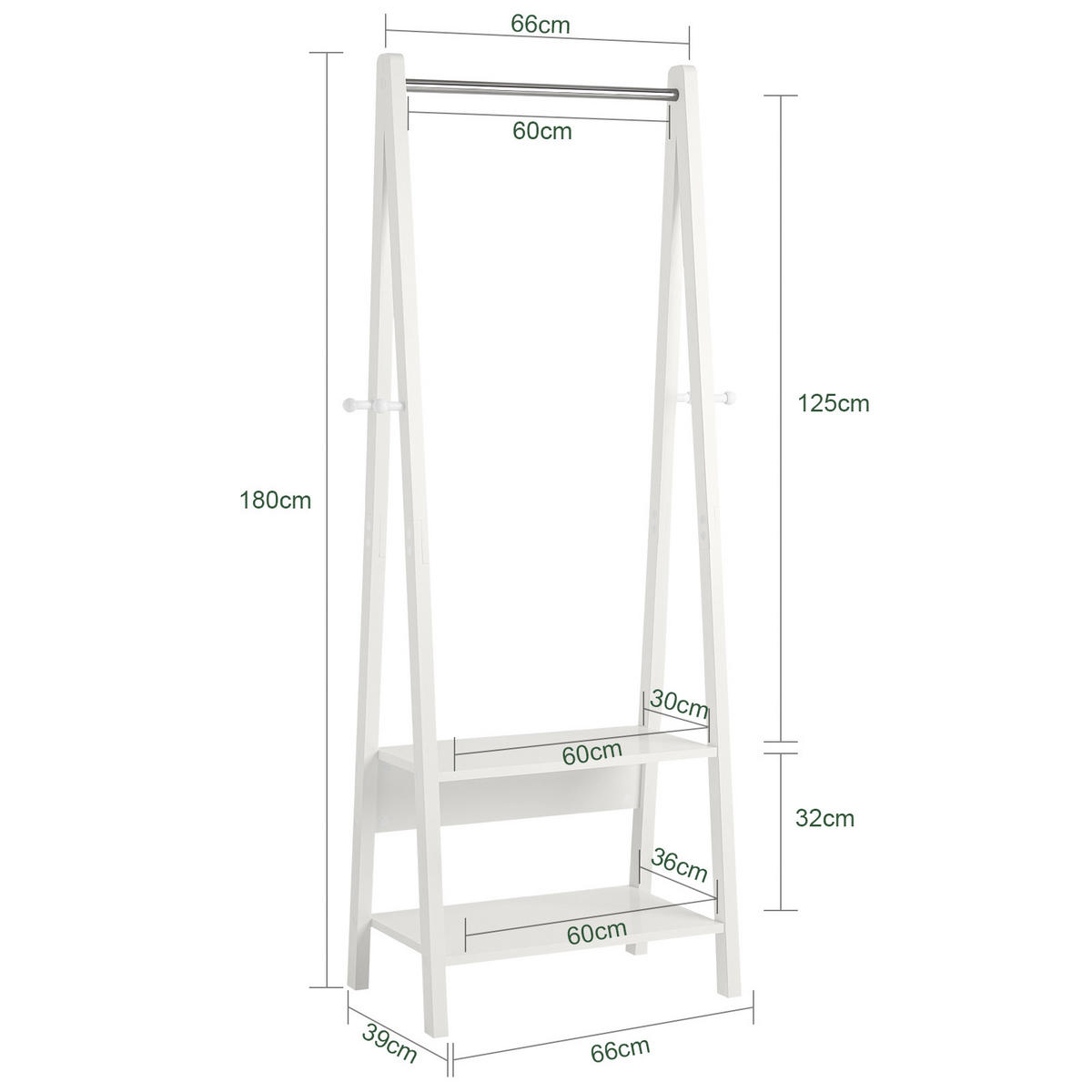 TELESKOP GARDEROBEN SYSTEM - Weiß, Holzwerkstoff (66/180/39cm) - SoBuy