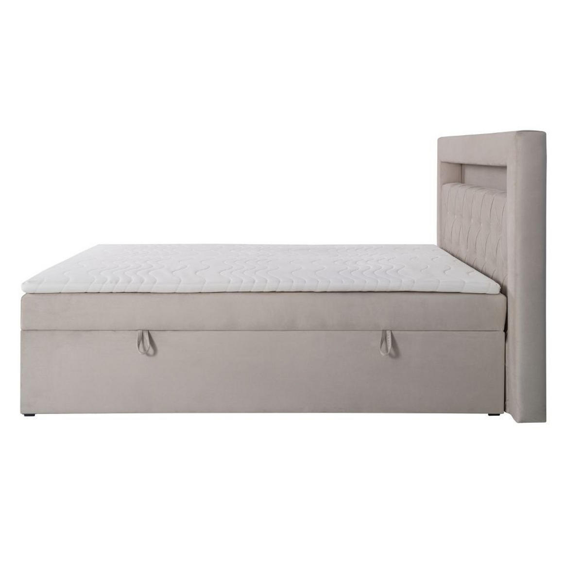 BOXBETT Lui Gold mit Bonnelmatratze, Topper, LED-Beleuchtung, 200x200, Beige - Beige, Holzwerkstoff/Kunststoff (200/200cm) - AN-Moebel 4u