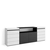 KOMMODE mit Schubladen, SIDEBOARD Schrank, weiß und schwarz, 214/35/75 cm - Schwarz/Weiß, Holzwerkstoff (35/75/214cm) - Skraut Home