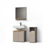 BADMÖBEL-KOMBINATION Timavo Greige 3 Teile, mit Midischrank - Greige/Eiche Artisan, Holzwerkstoff (60/57/35cm) - Livinity®