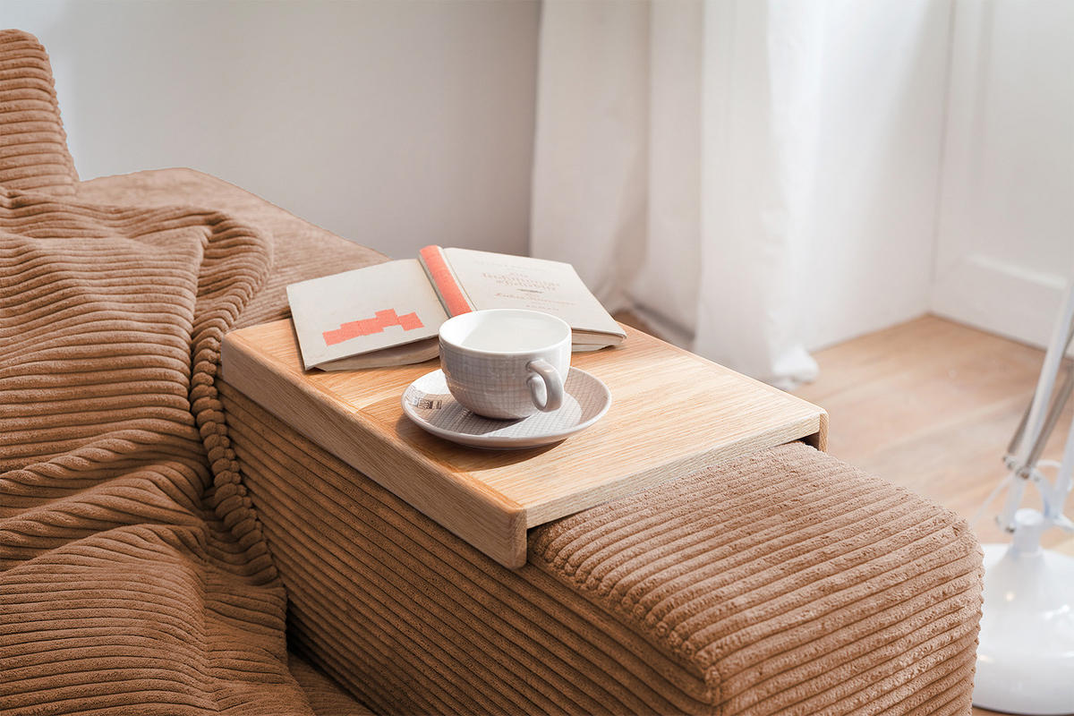 SOFA 2-SITZER MADELINE Braun Cord - Dunkelbraun/Schwarz, Kunststoff/Textil (230/85/127cm) - KAWOLA