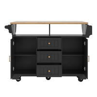 KÜCHENINSEL Schwarz-Natur 120/80/95 cm - Schwarz, Holzwerkstoff (120/95/40cm) - PANGIVO