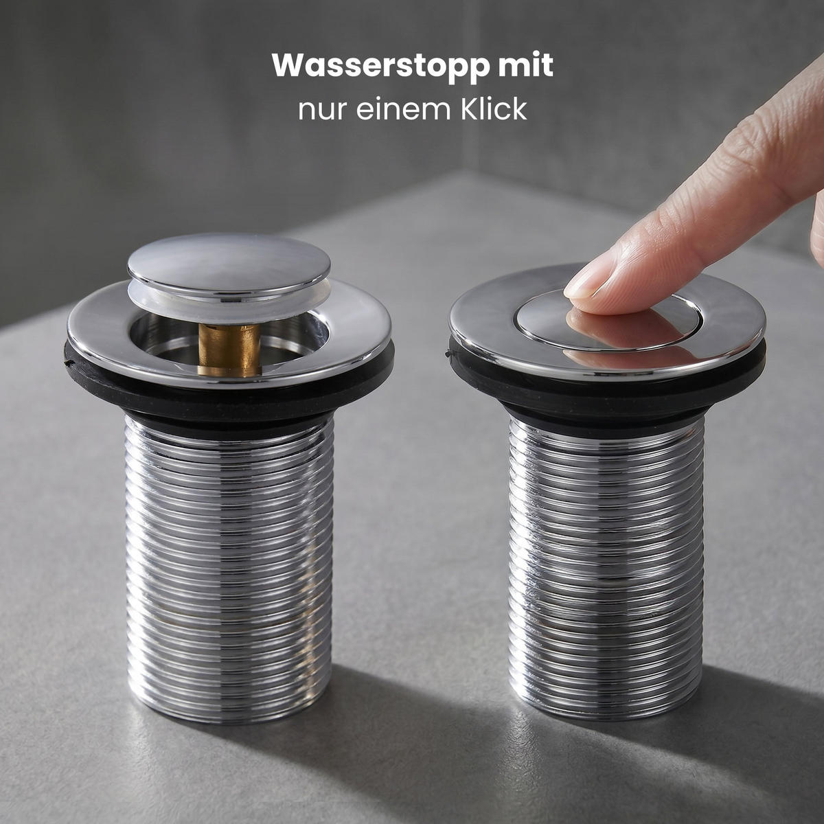 WASCHBECKEN-SIPHON mit Click-Clack-Ablauf Chrom - Schwarz, Kunststoff (6/7.5/39cm) - Akord