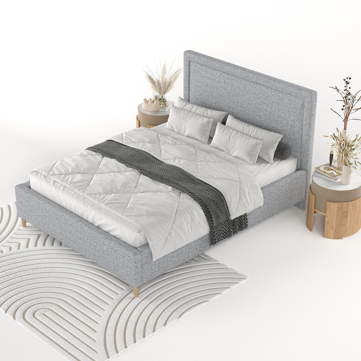 POLSTERBETT Vega 160/200 cm Grau im Riva Stoff - Naturfarben/Grau, Holz/Holzwerkstoff (160/200cm) - AltaBeds