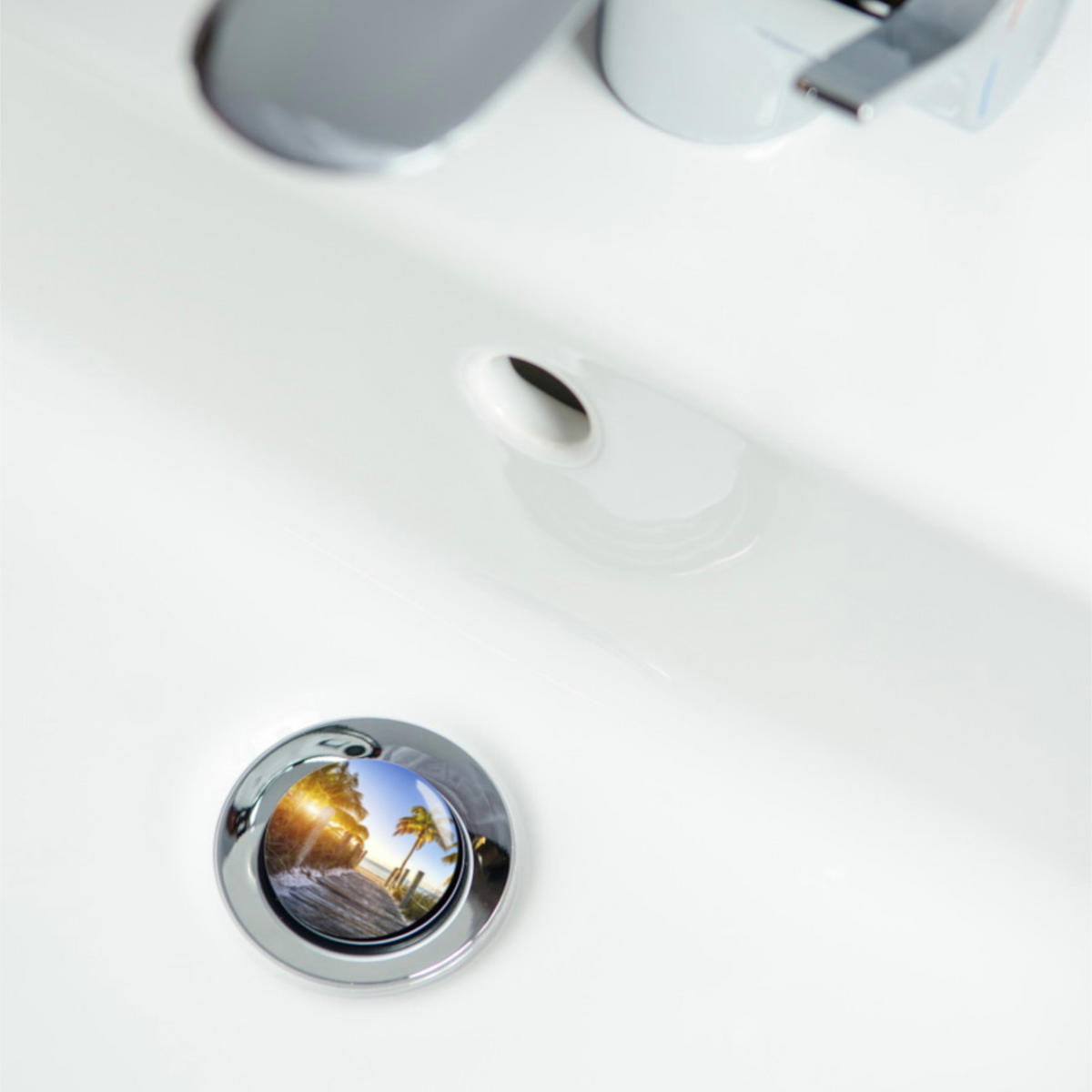 WASCHBECKENSTÖPSEL Fort Lauderdale - Blau, Kunststoff/Metall (4/7/7cm) - Sanilo